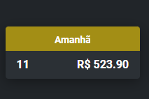Painel mostrando 11 renovações previstas para amanhã, R$ 523,90